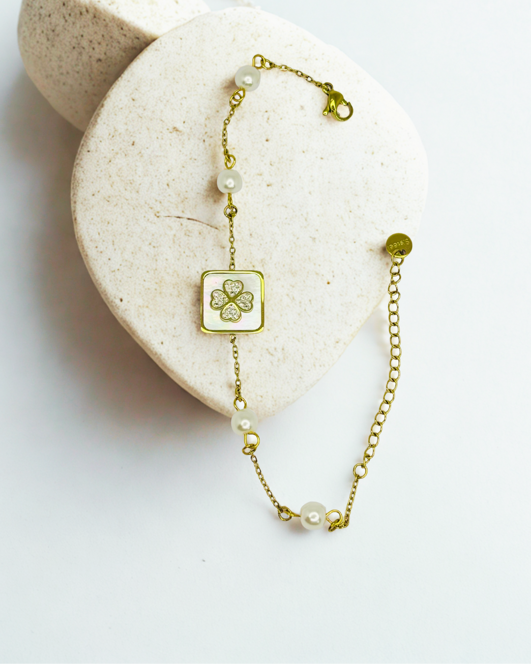 Pearl Clover Charm korean Bracelet