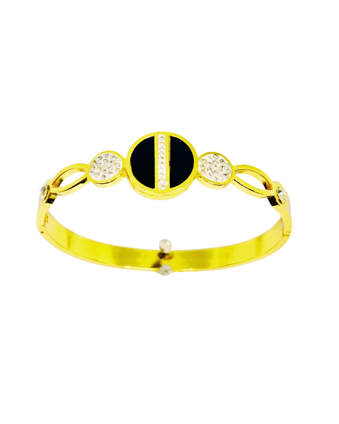 Black Enamel Circle Gold Korean Bracelet
