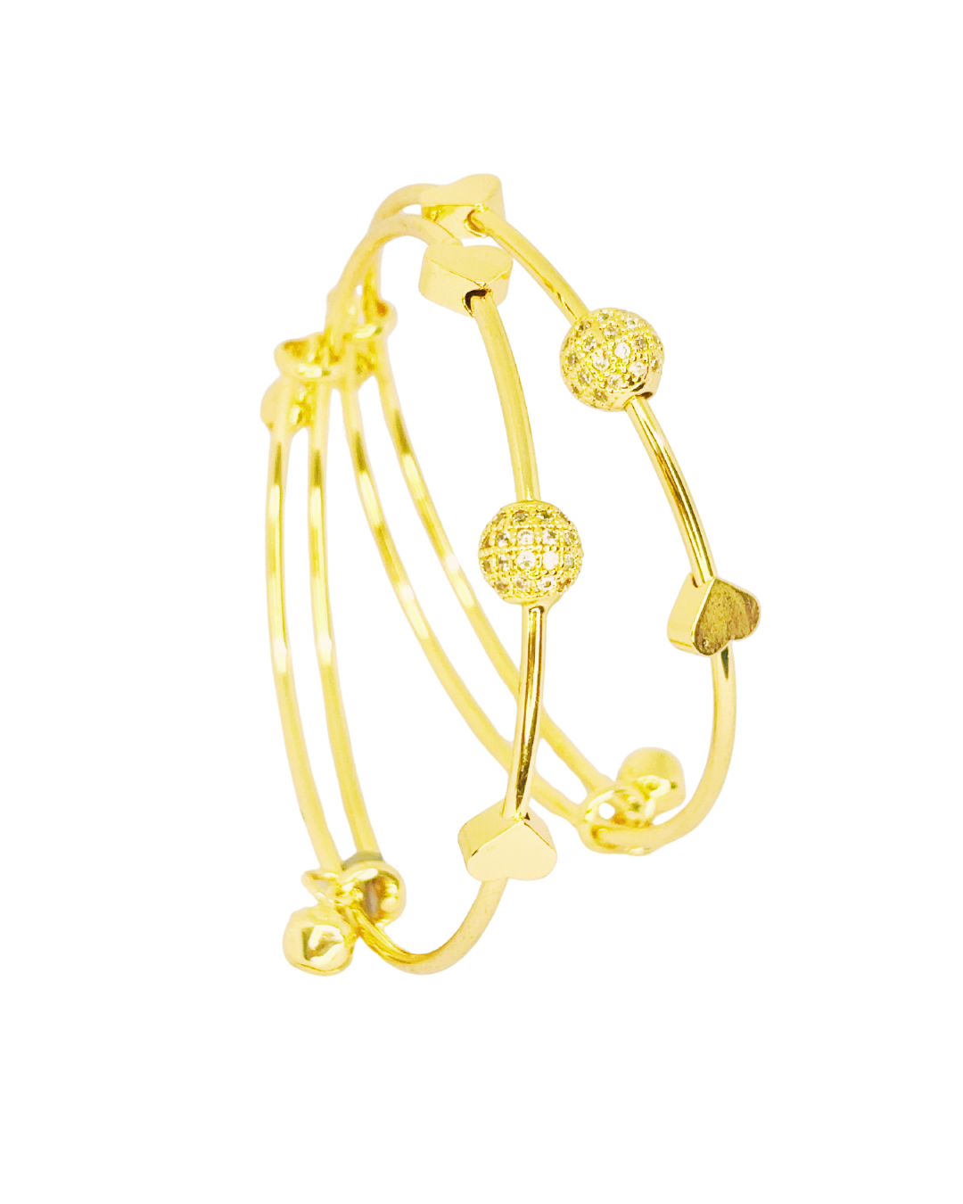 Textured Bead Gold-Plated Korean Kada Bangles