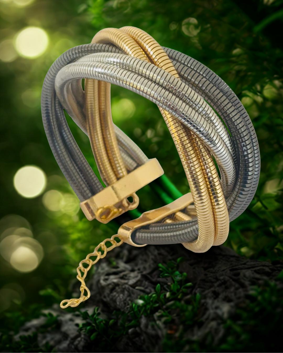 Dual-Tone Twist Coil Korean Bracelet.