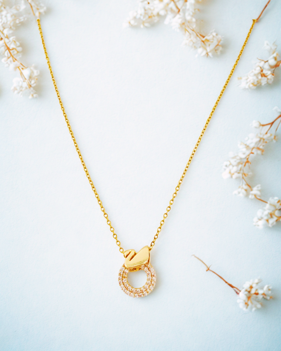 Golden Spark Loop Korean Pendant Necklace