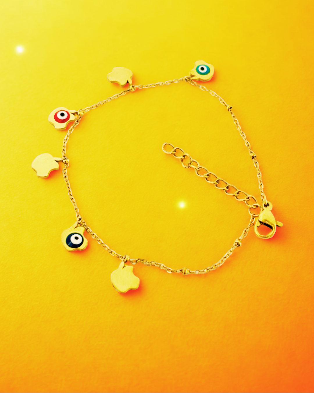 Gold-Plated Evil Eye Charm Korean Bracelet