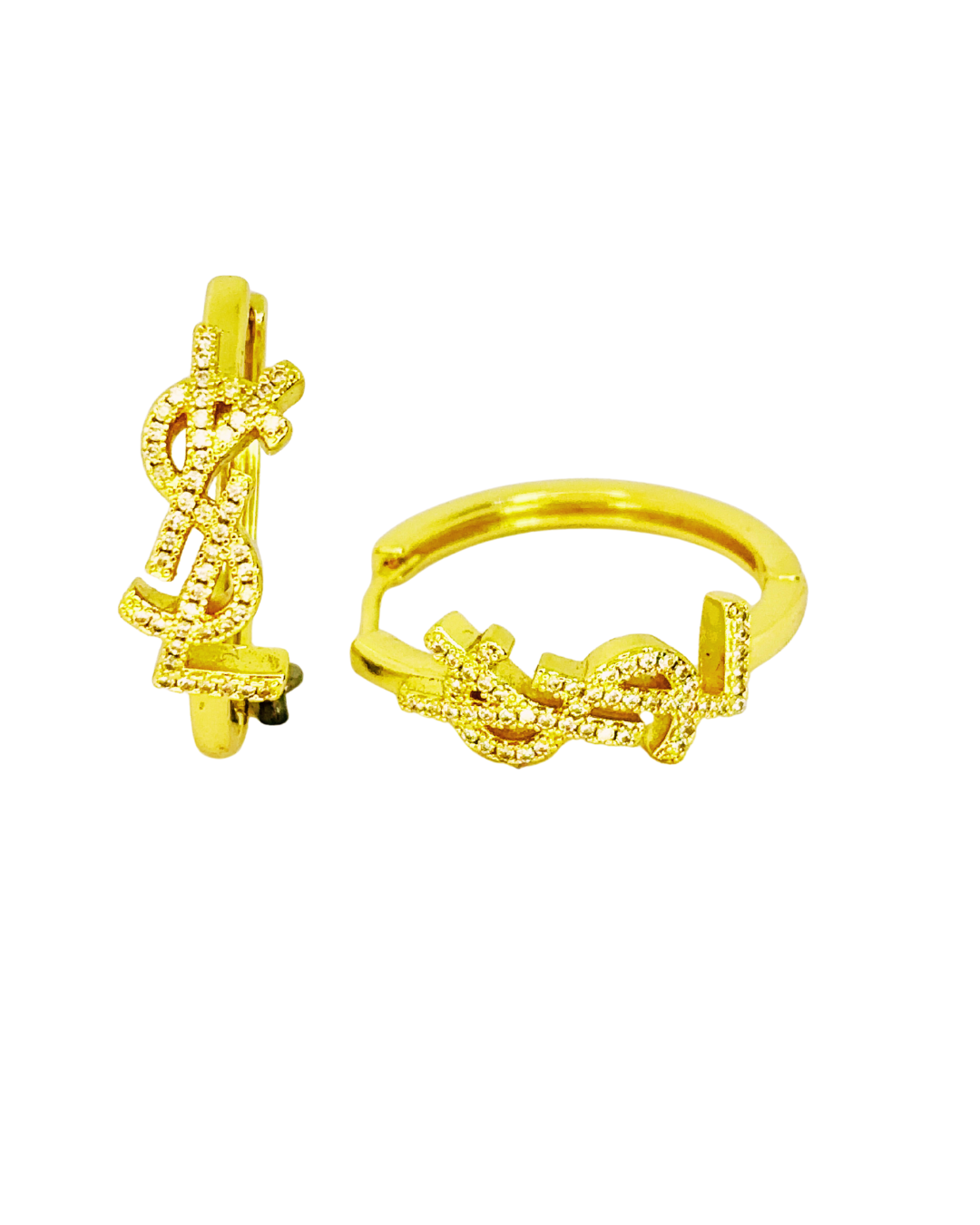 YSL Logo Gold-Plated Hoop Earrings