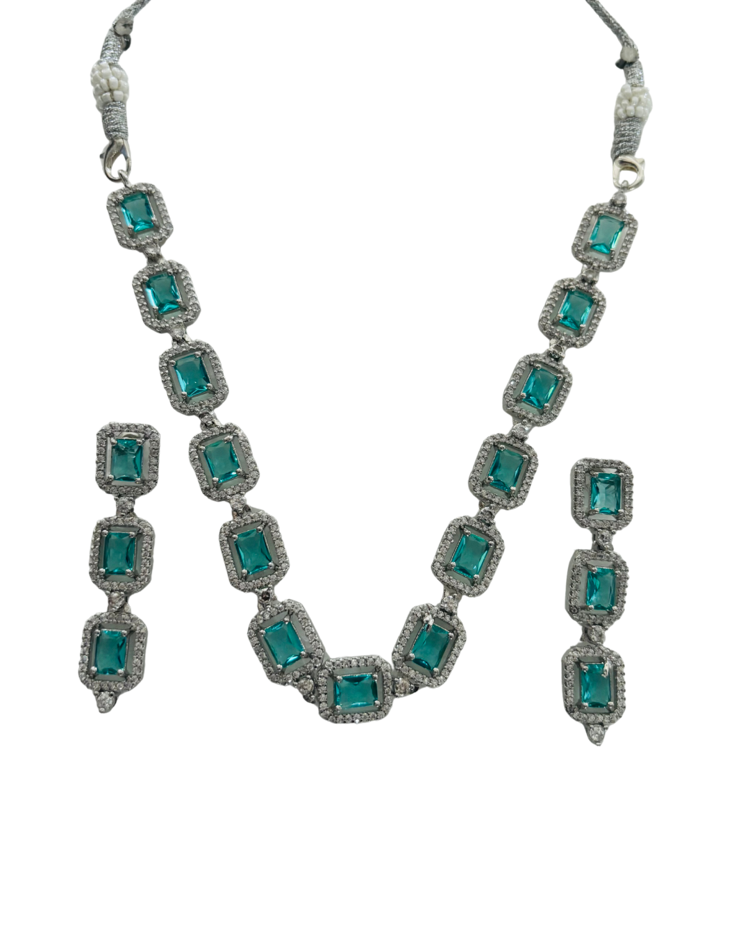 Emerald Elegance AD Necklace Set