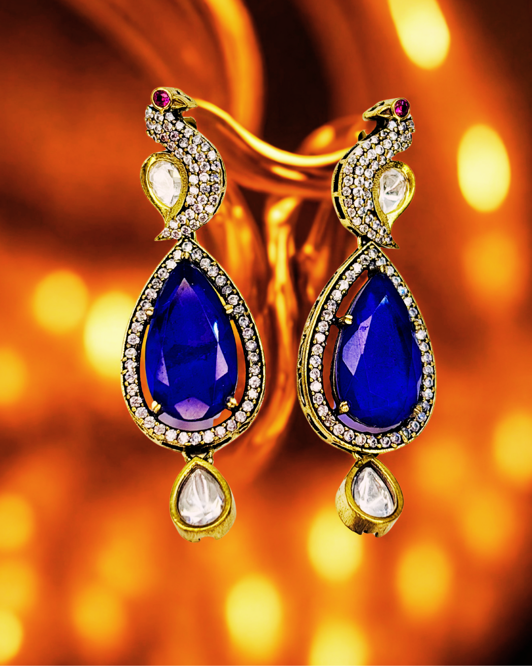 Royal Peacock Sapphire Earrings