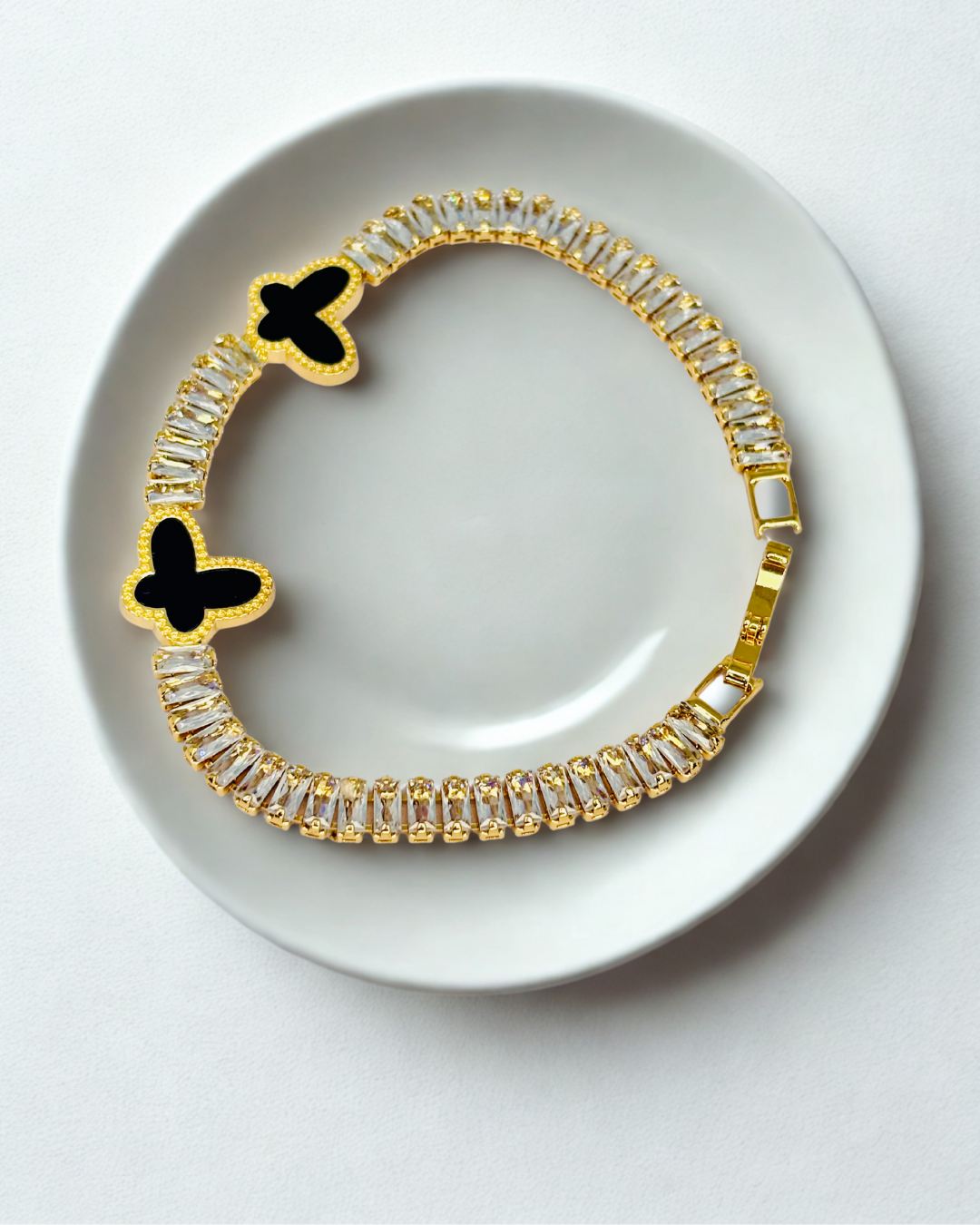 Golden Butterfly Charm Crystal Bracelet