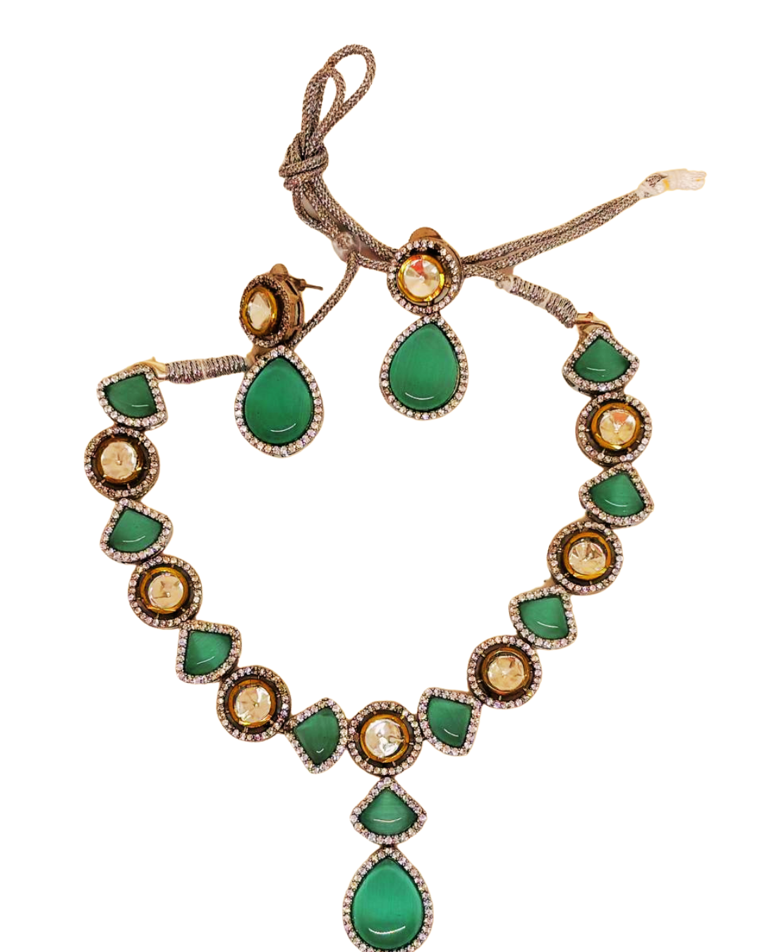 Emerald Elegance Kundan Necklace Set