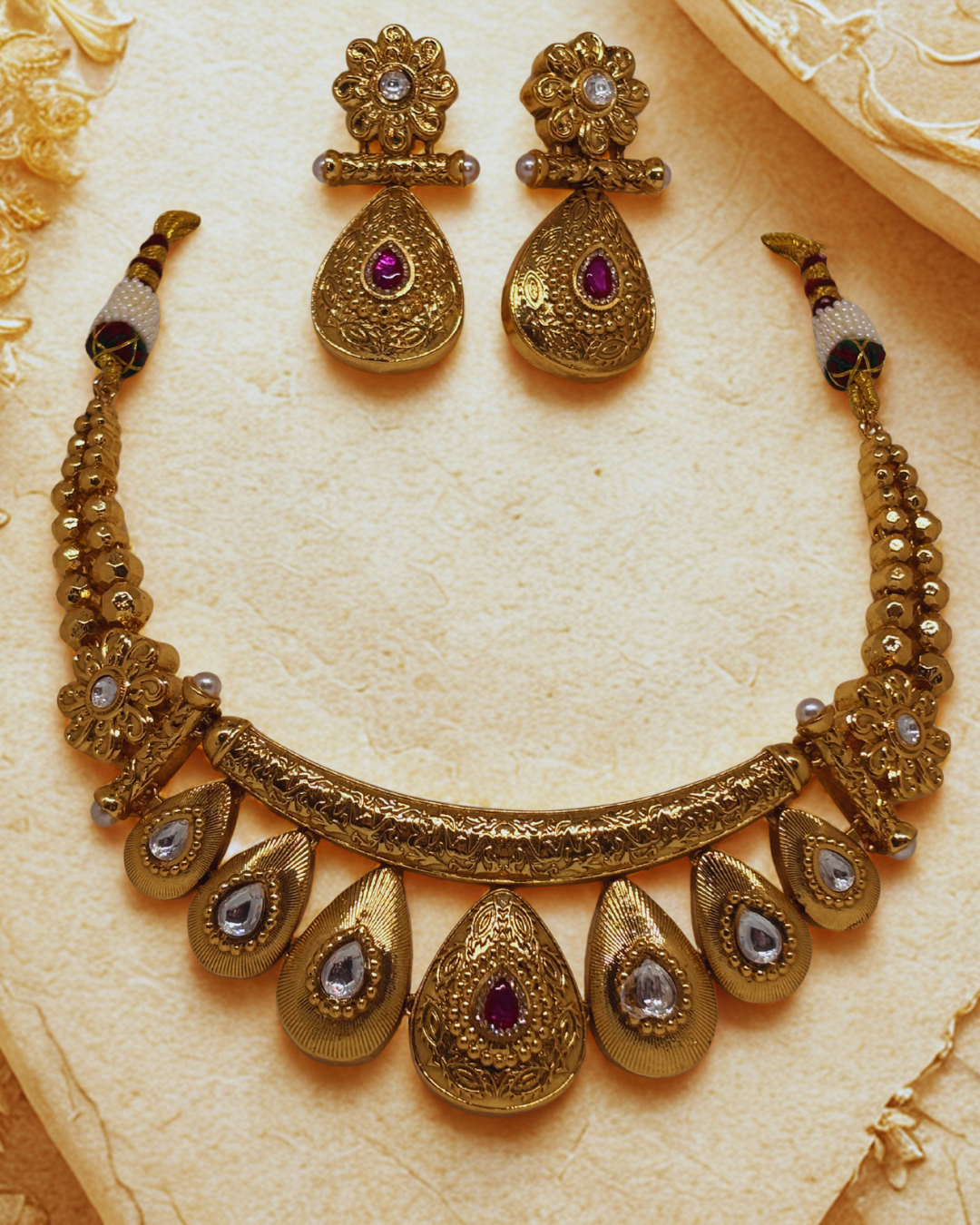 Royal Teardrop Temple Kundan Set