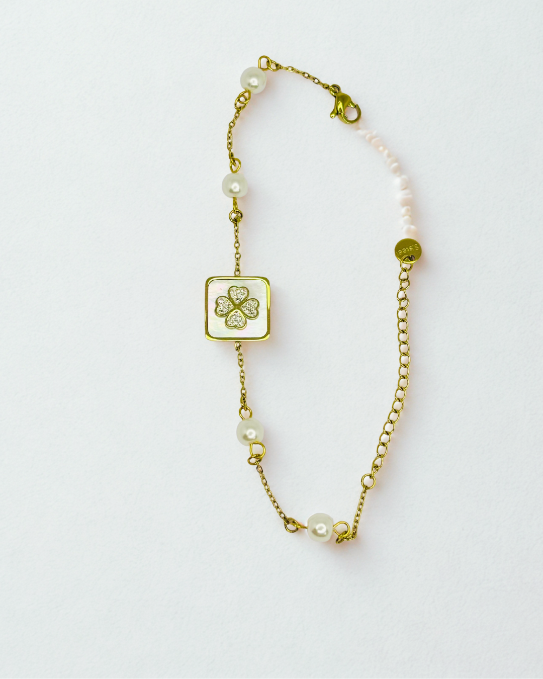 Pearl Clover Charm korean Bracelet