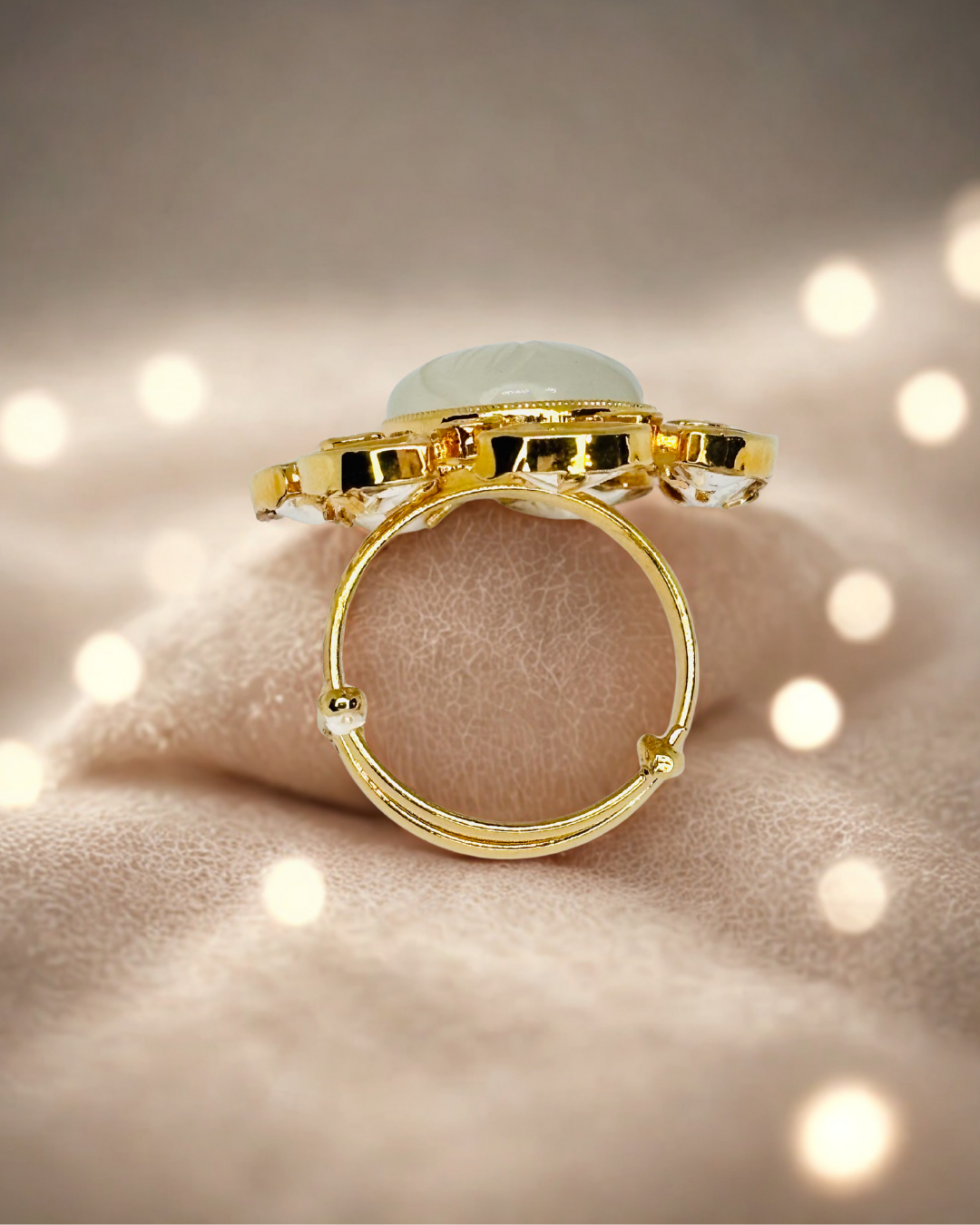 Moon Glow Kundan Floral Statement Ring
