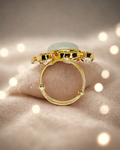 Moon Glow Kundan Floral Statement Ring