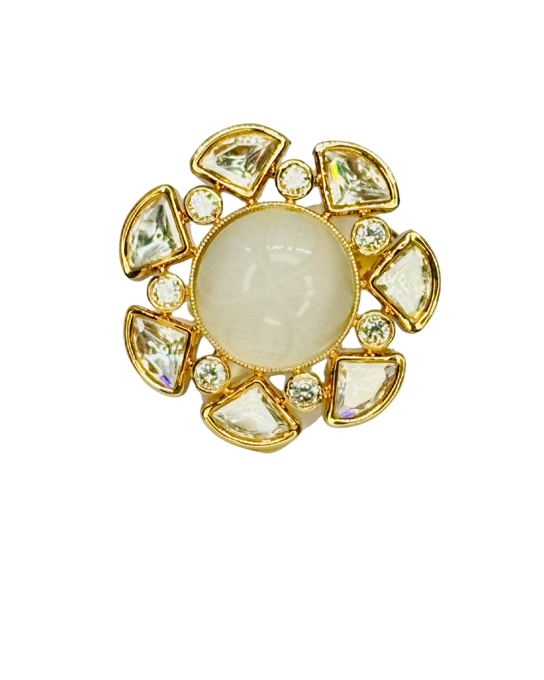 Moon Glow Kundan Floral Statement Ring