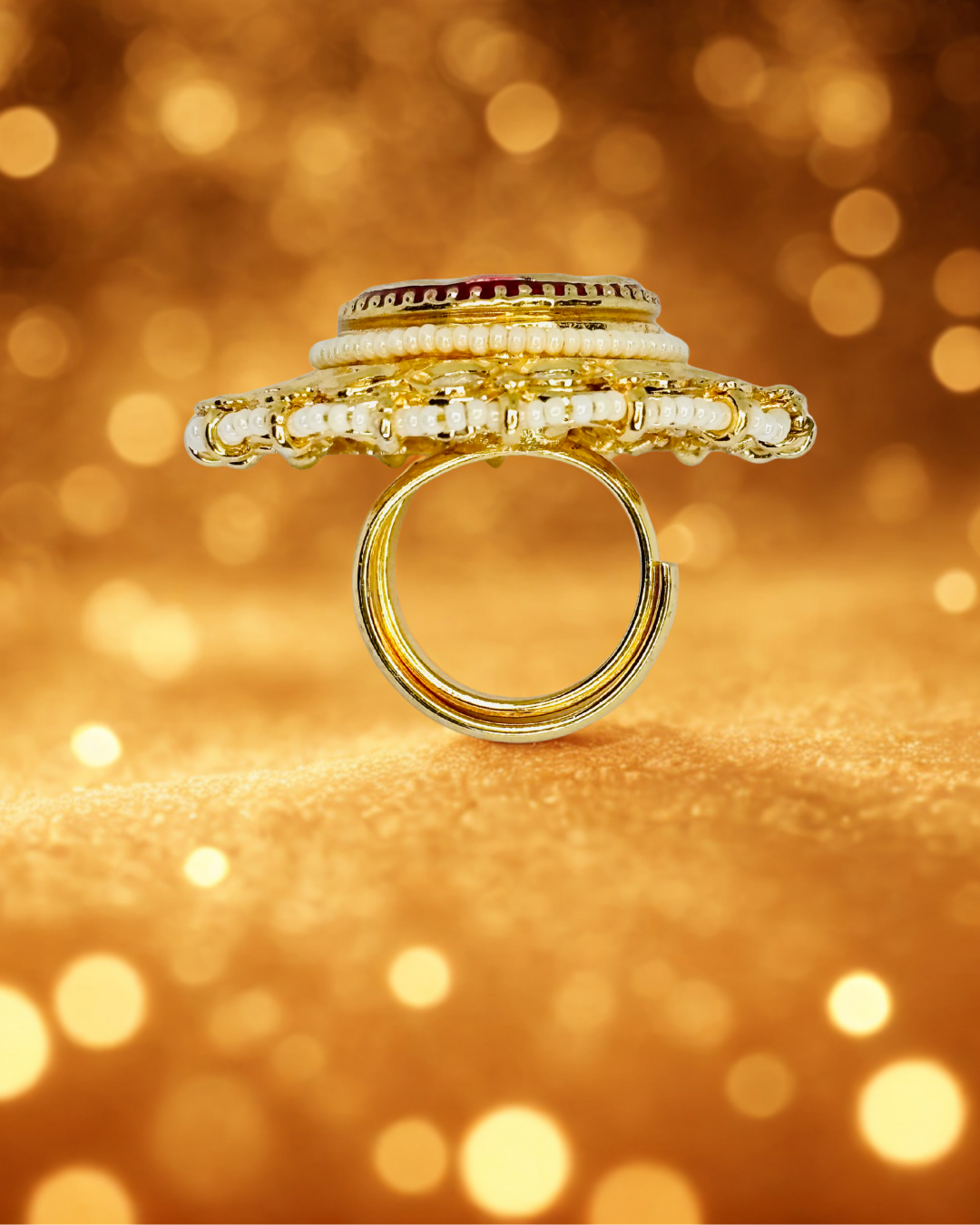 Rajwada Kundan Pearl Ring