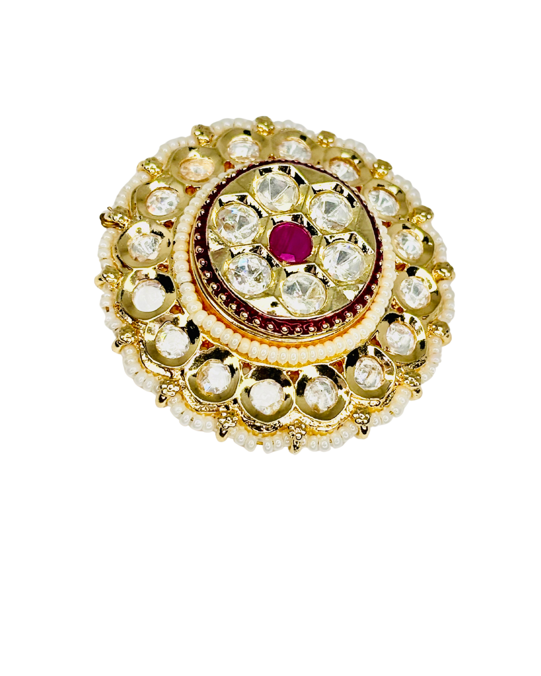 Rajwada Kundan Pearl Ring