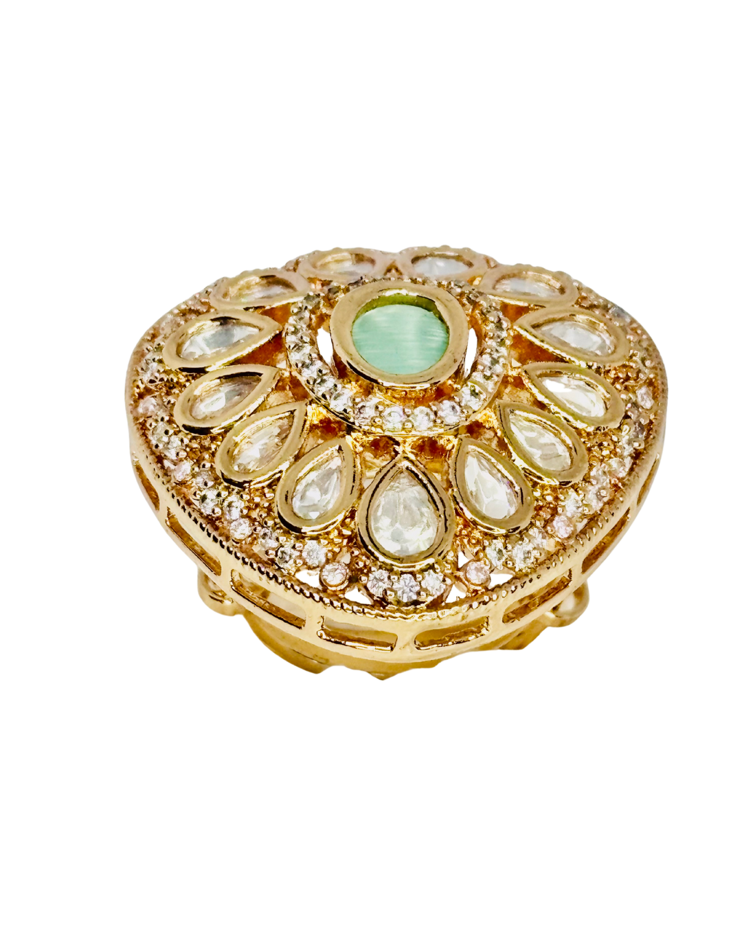 Peacock Eye Kundan Box Ring