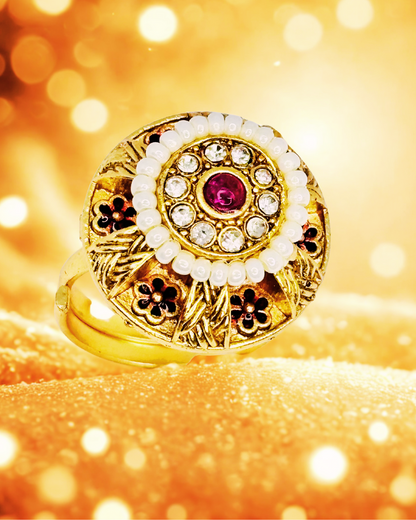 Antique Dome Pear Kundanl Ring