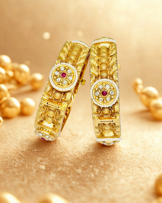 Heritage Floral Engraved Kada Bangles