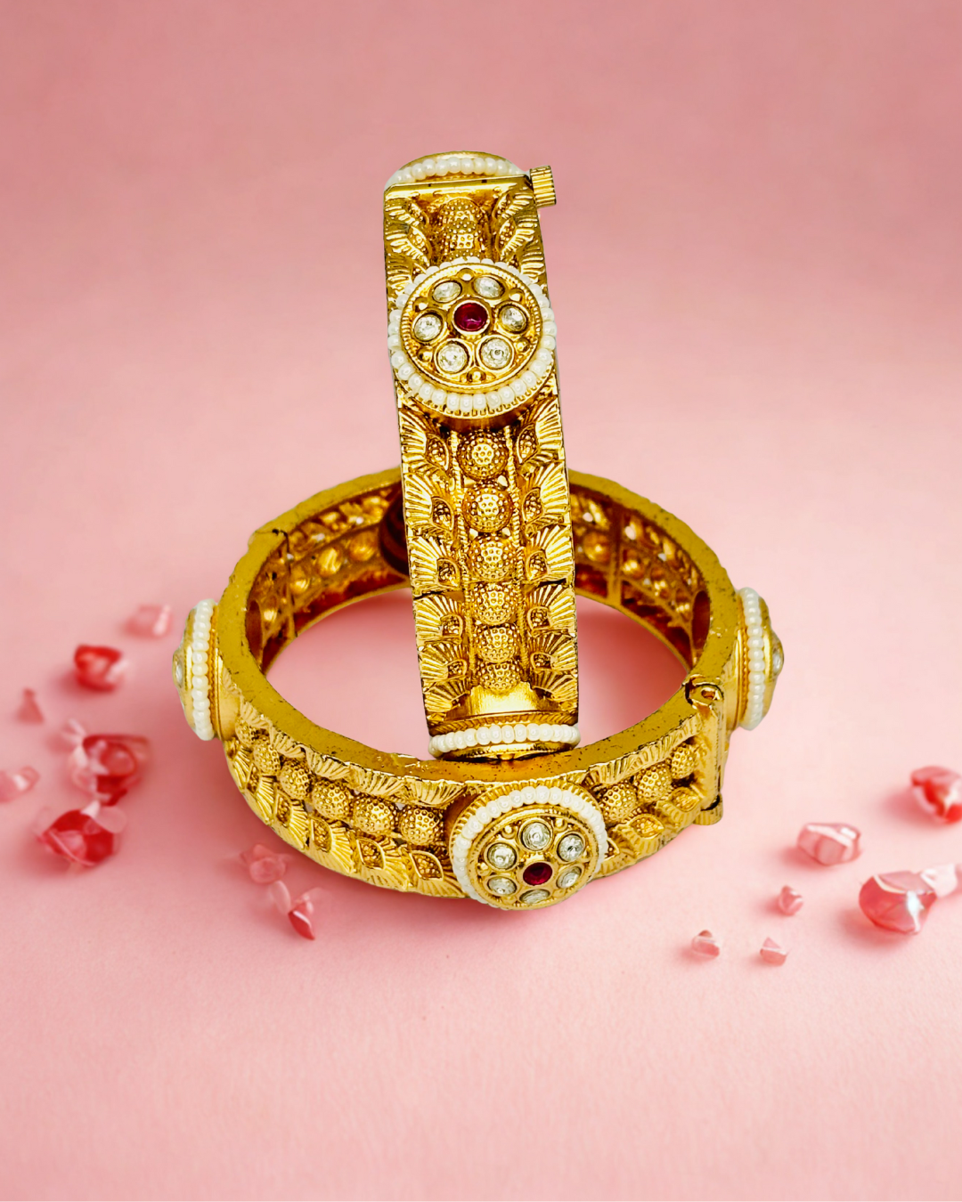 Heritage Floral Engraved Kada Bangles