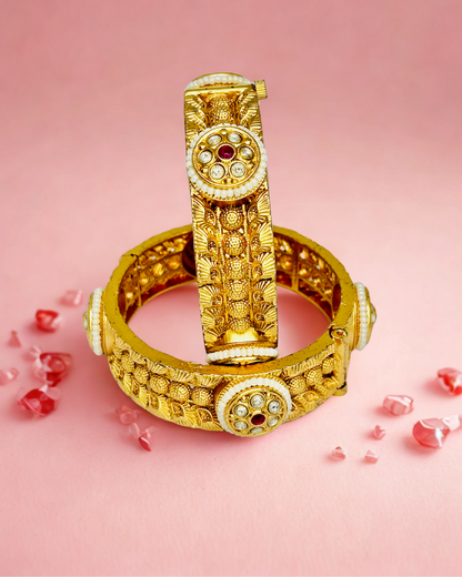 Heritage Floral Engraved Kada Bangles