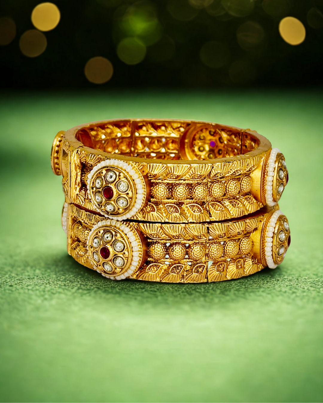 Heritage Floral Engraved Kada Bangles