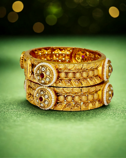 Heritage Floral Engraved Kada Bangles