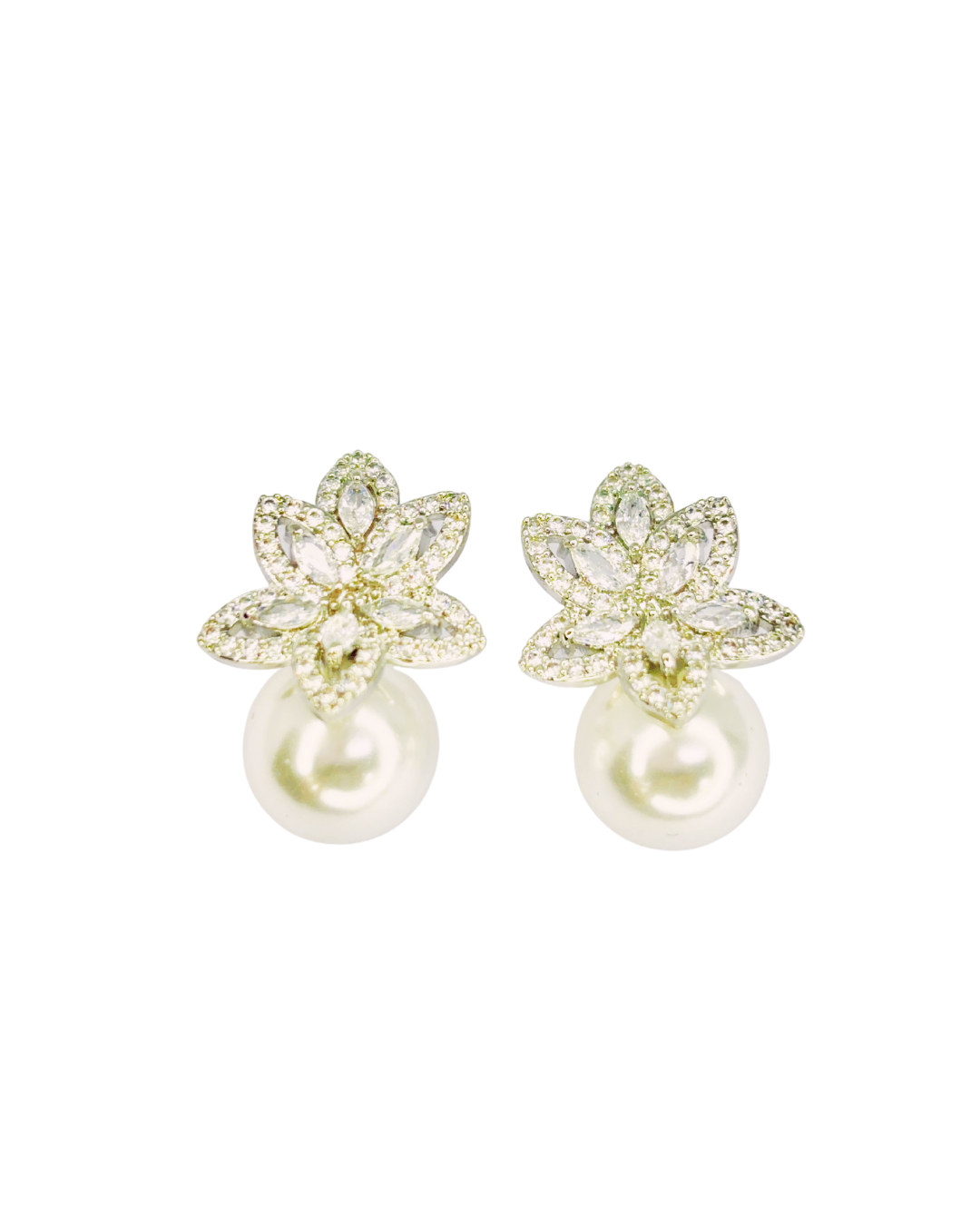 Lotus Pearl Bloom Studs Earrings