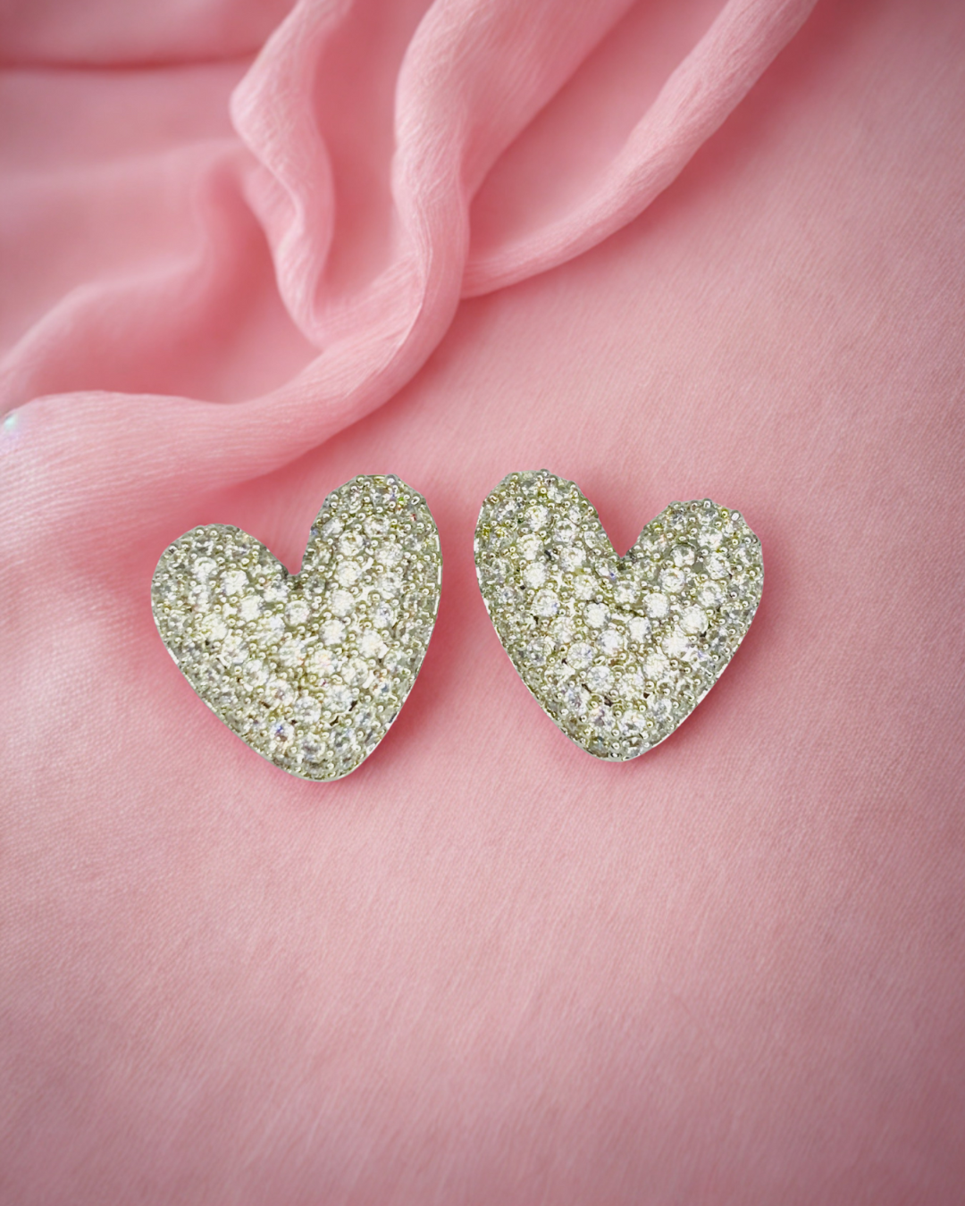 Sparkle Heart Studs Earrings