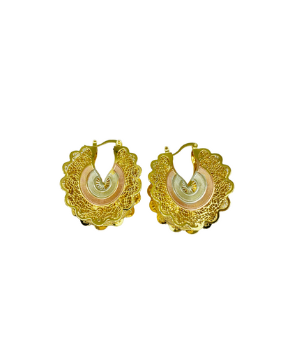 Golden Filigree Hoop Earrings.