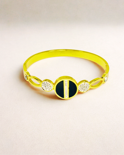 Black Enamel Circle Gold Korean Bracelet