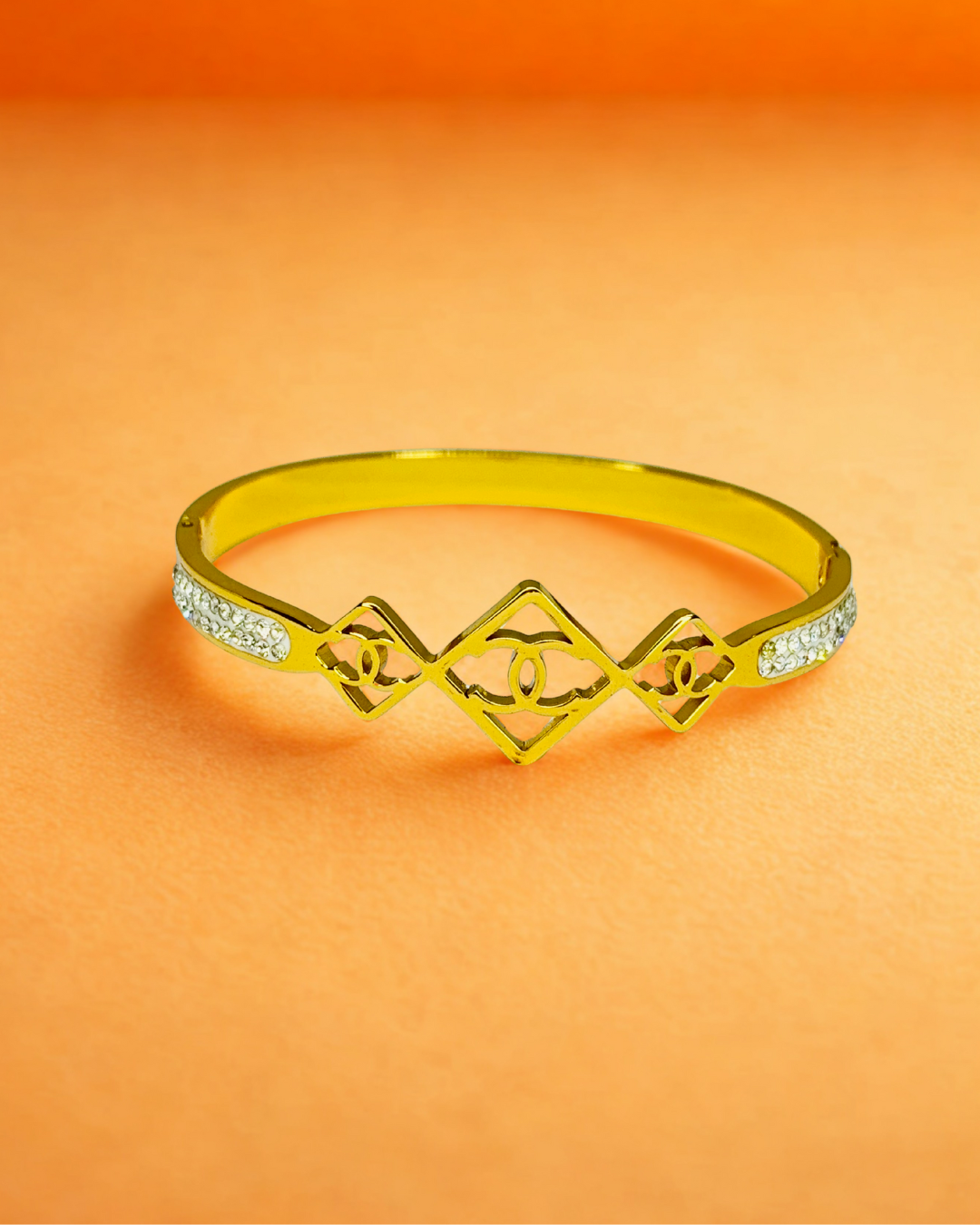 Geometric Diamond-Cut Gold Korean Bracelet