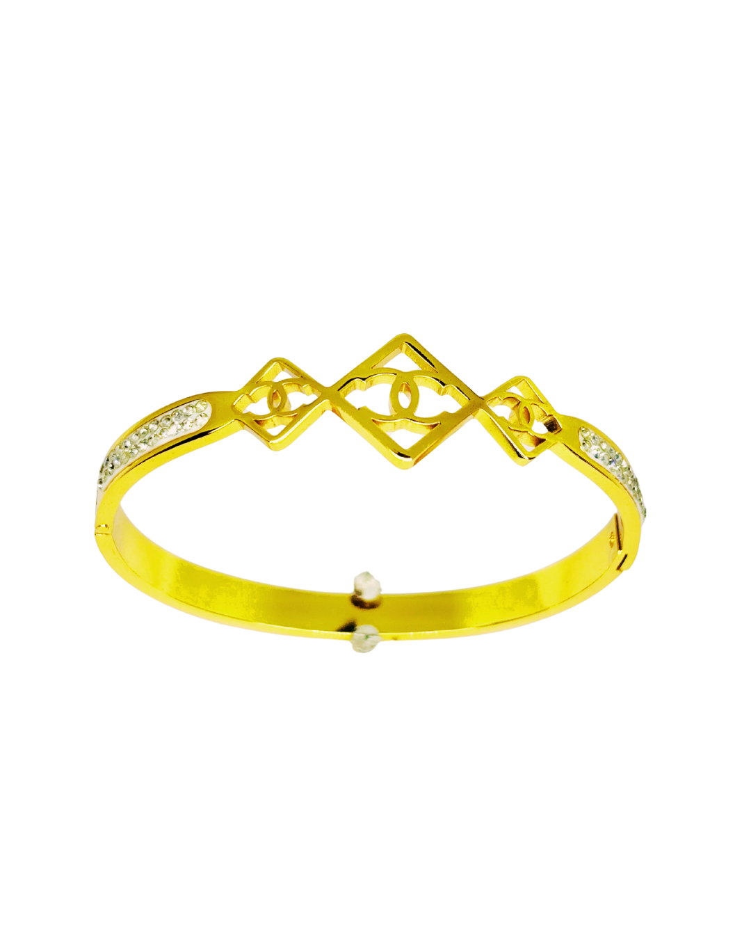 Geometric Diamond-Cut Gold Korean Bracelet