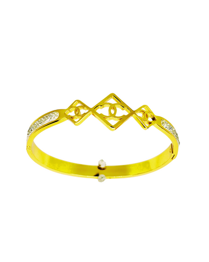 Geometric Diamond-Cut Gold Korean Bracelet