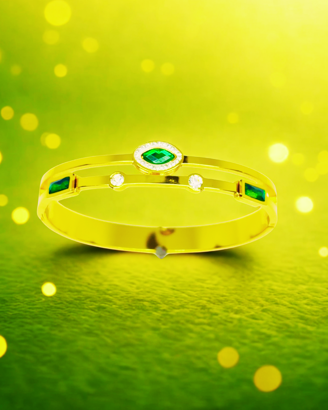 Green Gemstone Elegance Korean Bracelet