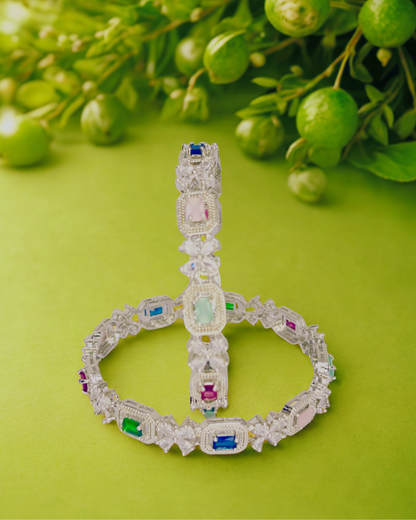 Regal Radiance Multicolor AD Bangles