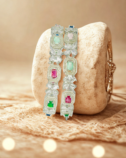 Regal Radiance Multicolor AD Bangles