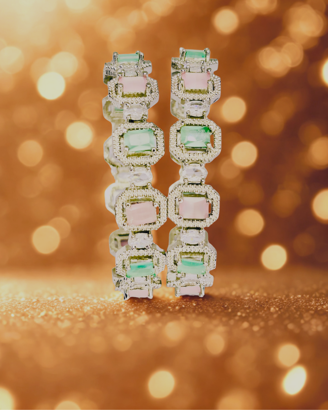 Blush Elegance Dual-Tone AD Bangles