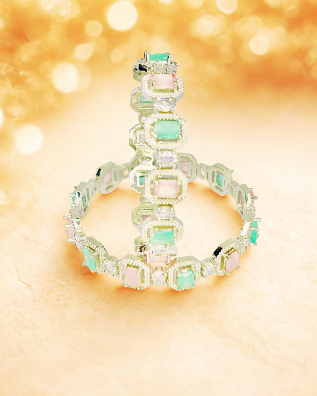 Blush Elegance Dual-Tone AD Bangles