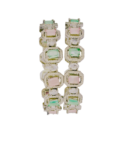 Blush Elegance Dual-Tone AD Bangles