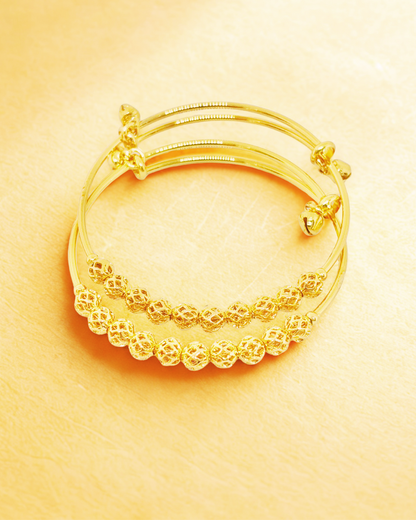 Textured Bead Gold-Plated Korean Kada Bangles