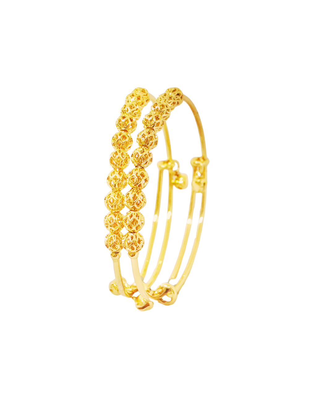 Textured Bead Gold-Plated Korean Kada Bangles