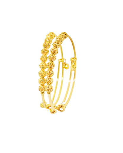 Textured Bead Gold-Plated Korean Kada Bangles