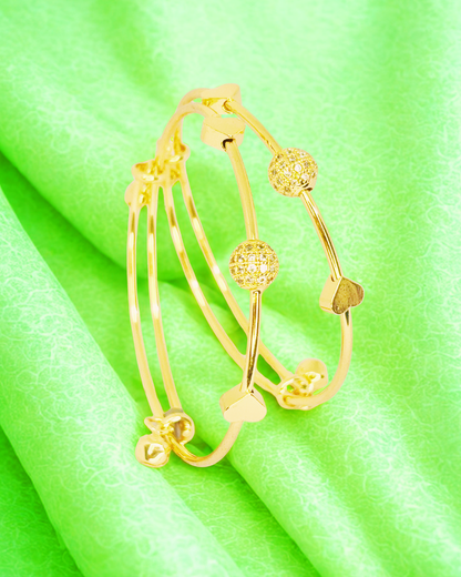 Textured Bead Gold-Plated Korean Kada Bangles