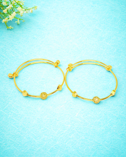 Golden Heart Bead Korean Kada Bangle.