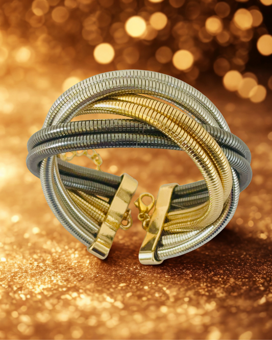 Dual-Tone Twist Coil Korean Bracelet.