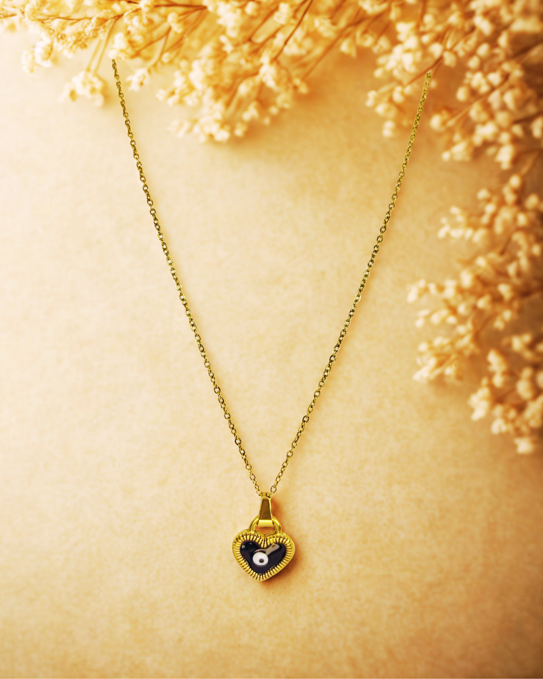 Evil Eye Heart Pendant Korean Necklace