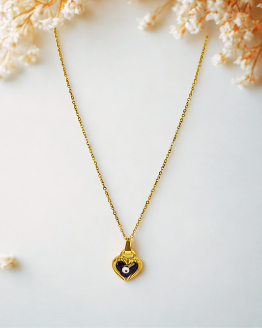 Evil Eye Heart Pendant Korean Necklace