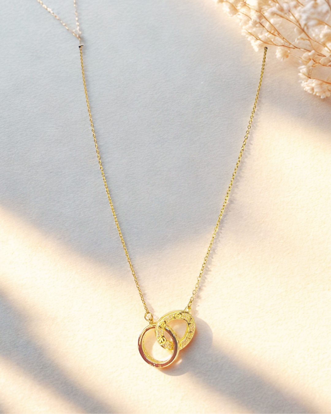 : Eternal Bond Double Ring Korean Necklace