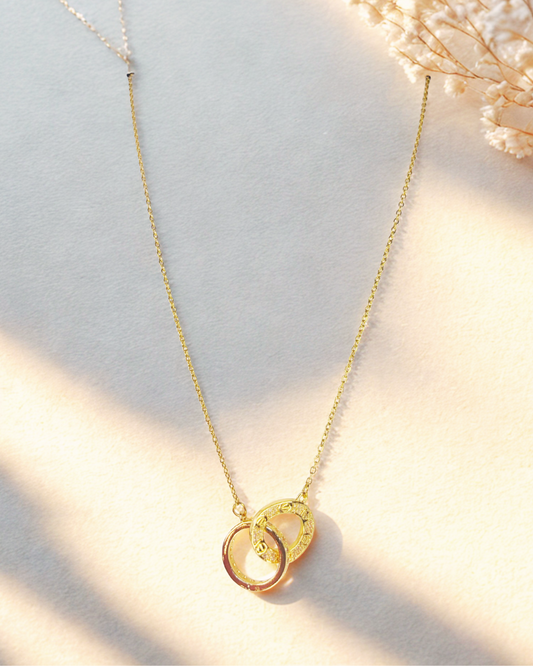 : Eternal Bond Double Ring Korean Necklace