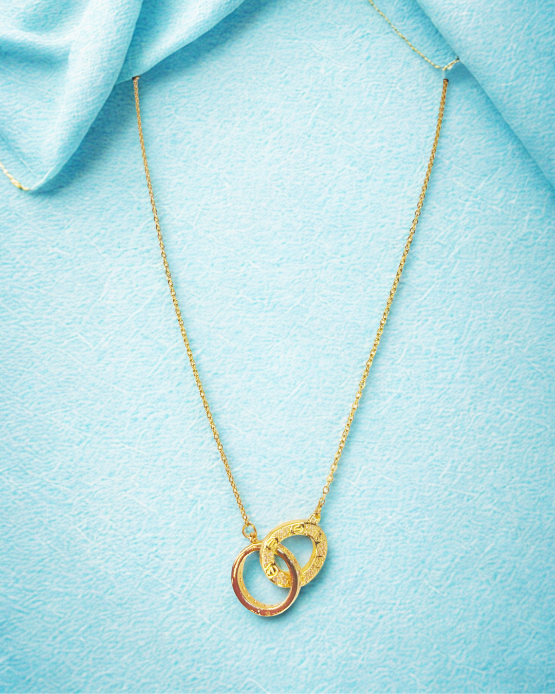 : Eternal Bond Double Ring Korean Necklace