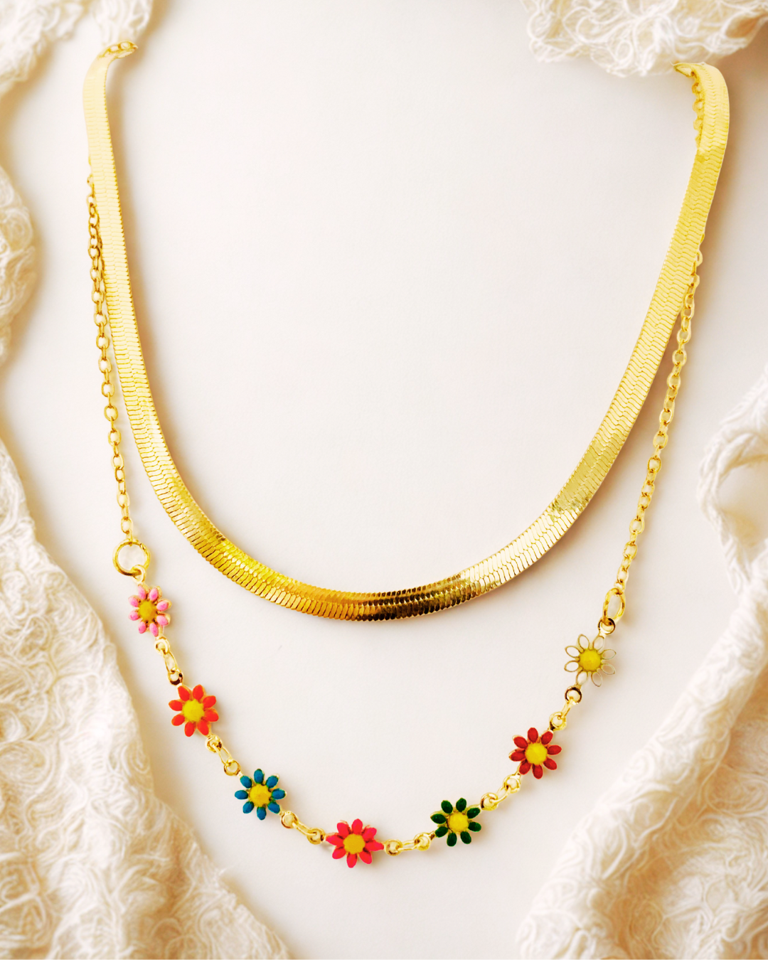 Blossom Glow Layered Korean Necklace